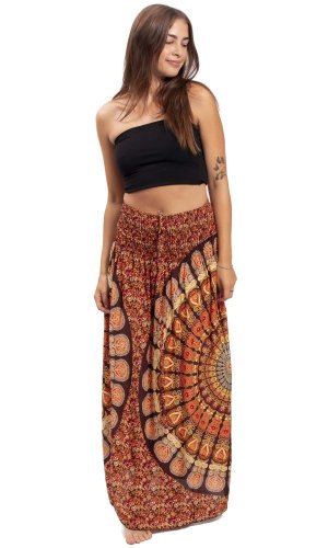 Dlouhá sukně / šaty THAI MANDALA oranžové