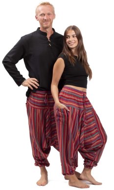 Harémové kalhoty / Sultánky CLASSIC STRIPES červená II.