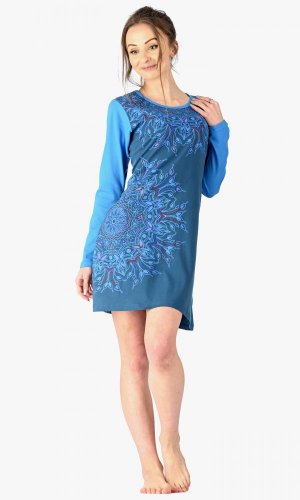 Šaty s dlhým rukávom Ayla modré