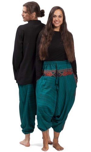 Teplé harémové kalhoty BIHAR petrolejová II.