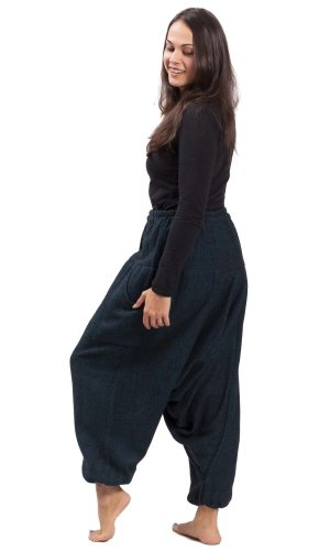 Ciepłe szarawary / Spodnie haremki LAHARA CLASSIC niebieskie