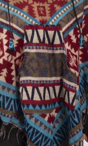 Pončo se vzory PANKAJ červeno-modré VIII.