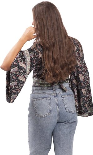 Bolero GITA z długim rękawem czarno-czerwone III.