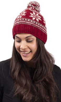 Vlnená čiapka s brmbolcom / červená III.