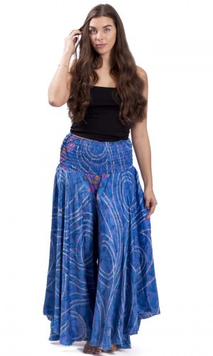 Kolesová nohavicová sukňa PARIPA modrá