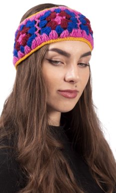 Vlněná čelenka FLOWER  / ružová III.