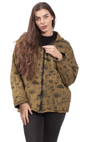 Kurtka z kapturem MUSHROOM ochra - Rozmiar: 2XL