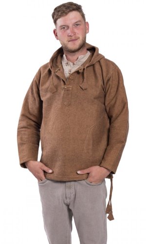 Bluza unisex z kapturem RAHUL jasnobrązowa - Rozmiar: 3XL