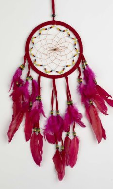 Lapač snov BEADS červený / dĺžka 45 cm