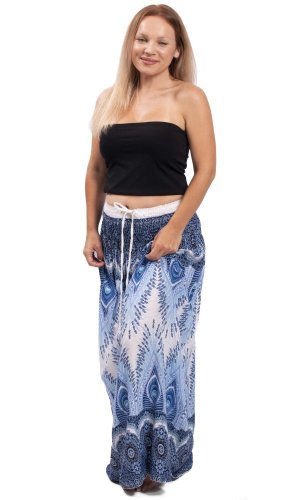 Dlouhá sukně / šaty THAI PEACOCK modrá I.