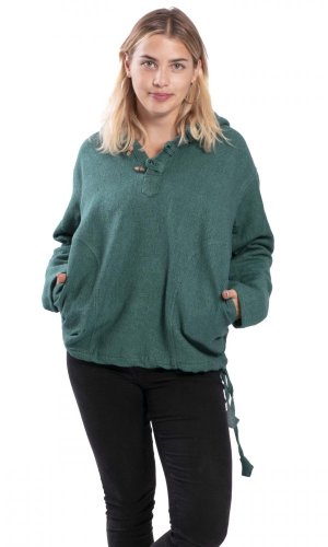 Bluza unisex z kapturem RAHUL WAFLAR w kolorze szmaragdowej zieleni