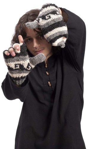 Vlněné převlékací rukavice / černo-bílé II.