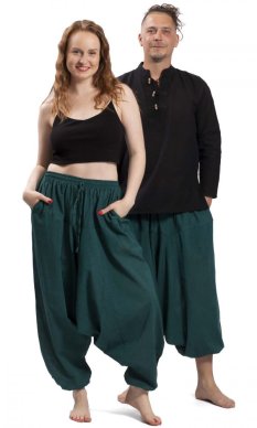Harémové nohavice / Sultánky CLASSIC smaragdovo zelené