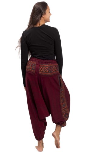 Teplé harémové kalhoty BIHAR červená II.