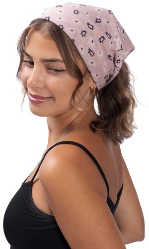BANDANA šátek béžovo-růžový