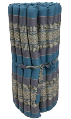 Futon rolovací / šířka 80 cm / šedo-modrý II.