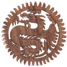 Dřevěná nástěnná dekorace DRAK natural ø 25 cm