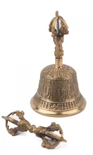Tibetský zvonek DILBU zlatý II. ↑ 13,5 cm
