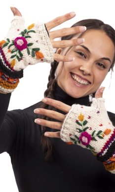 Vlněné návleky na ruce BASANTA / bílé I.