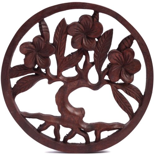 Dřevěná nástěnná dekorace STROM ŽIVOTA BLOOM mořený ø 20 cm