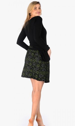 Krátká zavinovací sukně se cvočky černo-zelená