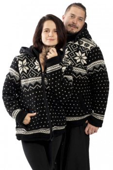 Vlnený sveter s nórskym vzorom čierny