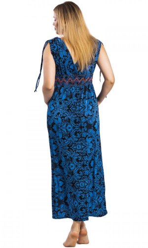 Długa sukienka damska KAY niebieska ze zdobieniami