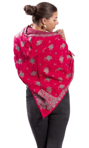 Ponczo z wzorami PANKAJ czerwone VI.