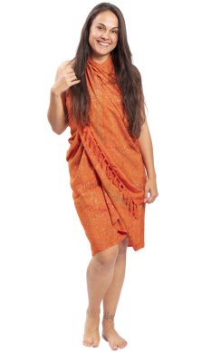 Sarong BALI BATIK pomarańczowy IX.