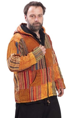 Ciepła kurtka PATCHWORK pomarańczowa
