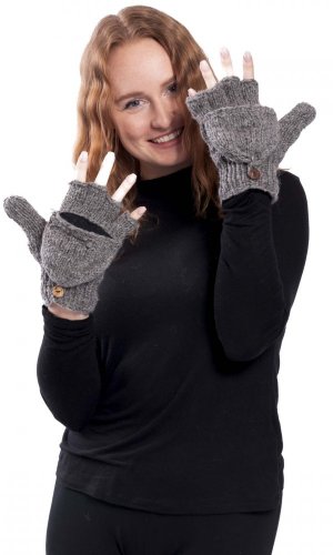 Vlněné převlékací rukavice šedé
