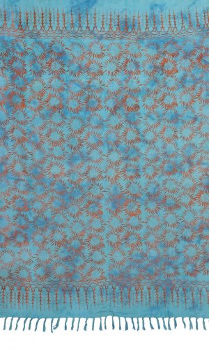 Sarong BALI BATIK SUNFLOWER blankytno-modrý