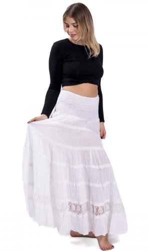 ADITI – kolová sukně s krajkou bílá