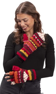 Vlněné převlékací rukavice / červeno-oranžová I.