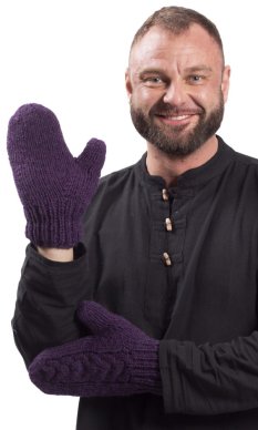 Vlněné palcové rukavice / fialové