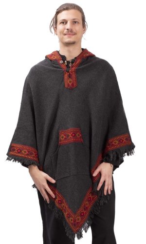 Vlněné pončo LAHARA RUNA tmavě šedé