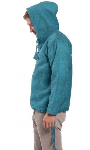 Bluza unisex z kapturem RAHUL turkusowa - Rozmiar: 2XL