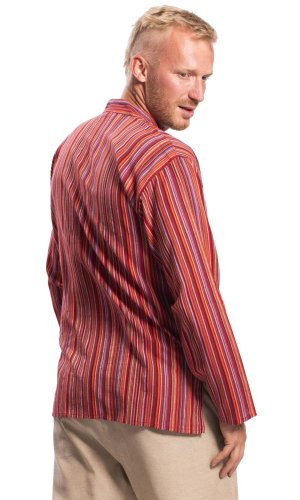 Koszula indyjska / ETNO KURTA STRIPED czerwona III.