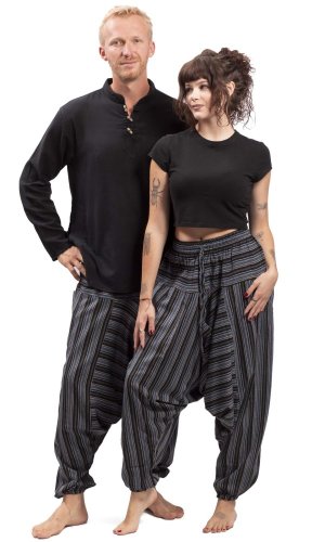 Harémové kalhoty / Sultánky CLASSIC STRIPES černá I.