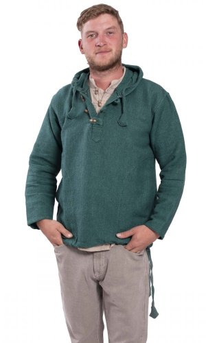 Bluza unisex z kapturem RAHUL WAFLAR w kolorze szmaragdowej zieleni