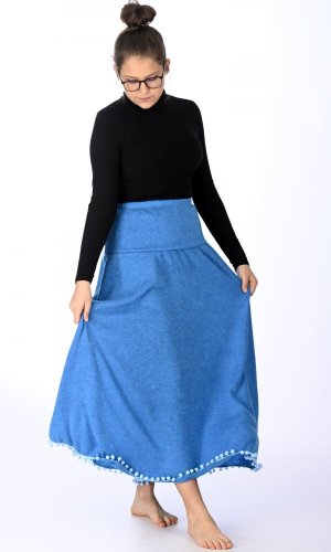 Długa ciepła spódnica Tassel turkusowa