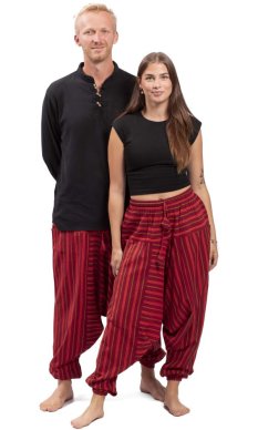 Harémové kalhoty / Sultánky CLASSIC STRIPES červená I.