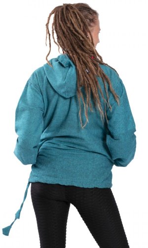 Bluza unisex z kapturem RAHUL turkusowa - Rozmiar: 2XL