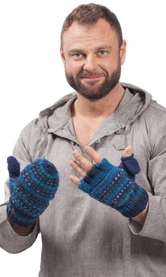 Vlněné převlékací rukavice / modré V.