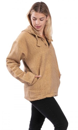 Bluza unisex z kapturem RAHUL WAFLAR ochra