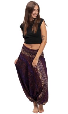 Harémové nohavice / Sultánky THAI CASHMERE fialové