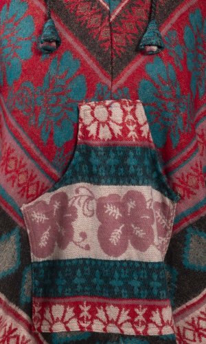 Pončo se vzory PANKAJ červeno-modré VII.