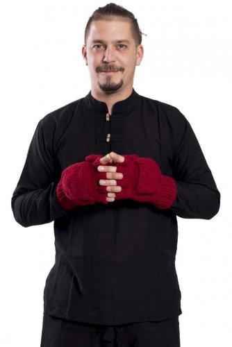 Vlněné převlékací rukavice tmavě červené