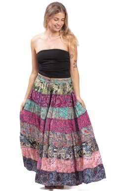 Volánová sukňa v etno štýle multicolor LXXXI.