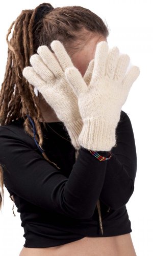 Vlnené prstové rukavice biele